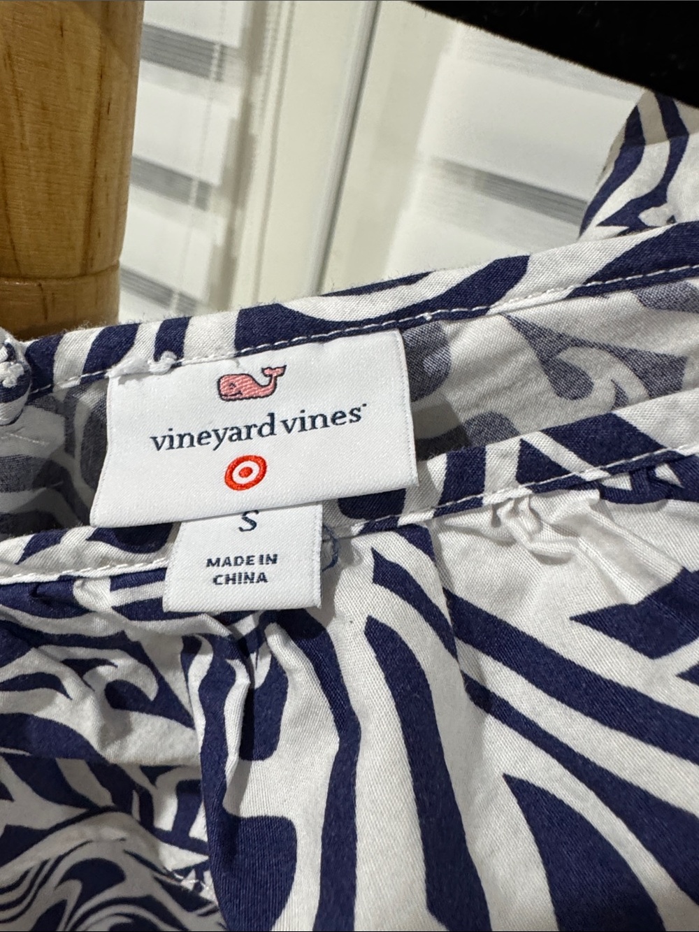 Vineyard Vines Navy and White Printed Ruffle-Shoulder Midi Dress - Picture 3 of 3